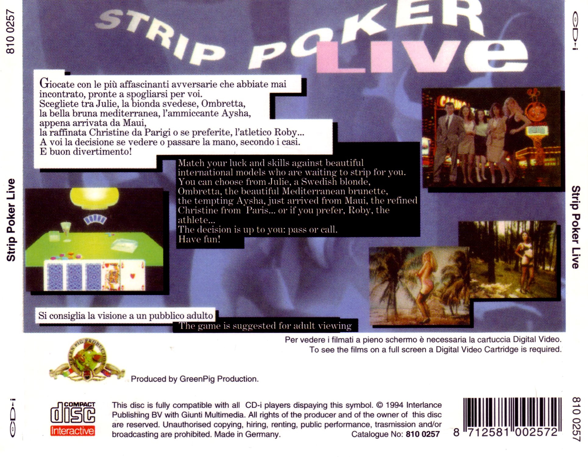 Strip Poker Live Philips CD-I English Italian CIB REGION FREE